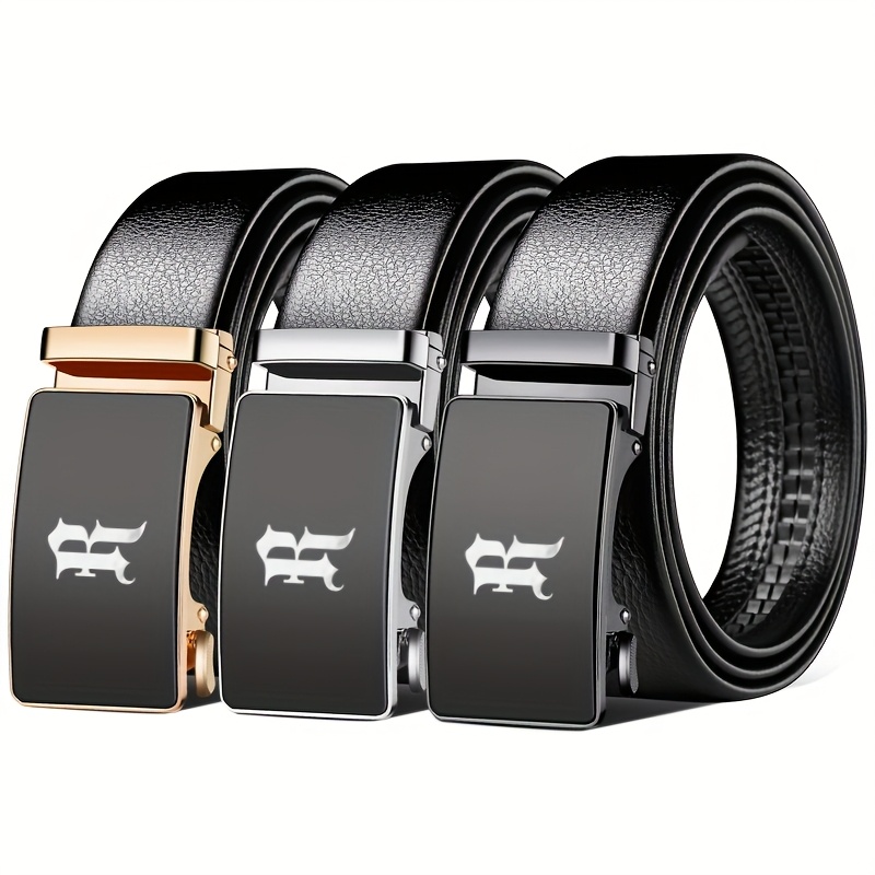 R Letter Pattern Men's Business Belt Solid Basic Style